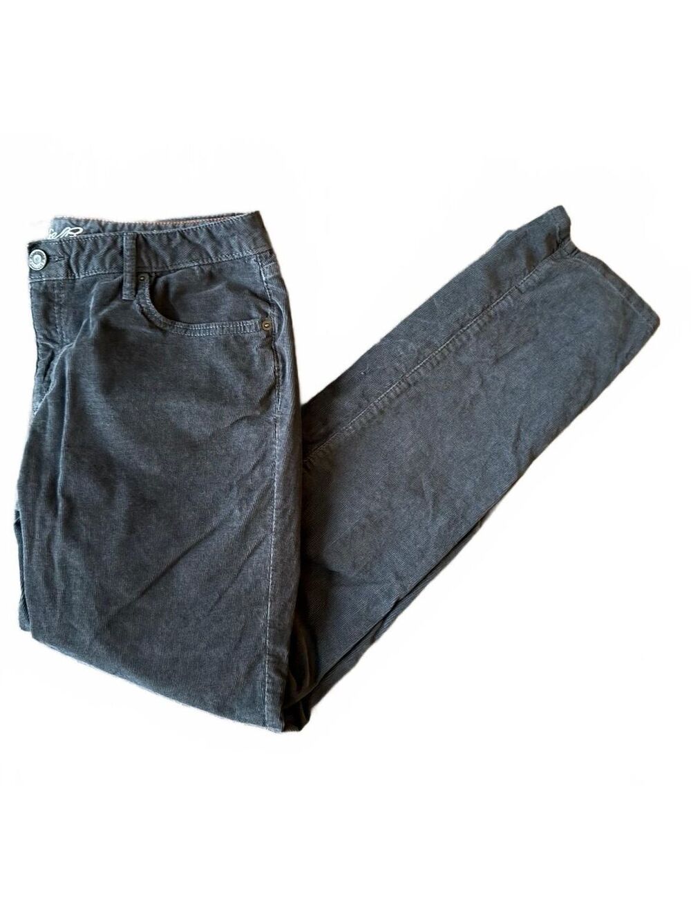 Eddie Bauer Women's Boyfriend Slim Corduroy Pants Size 8 Gray Streetwear Fall
